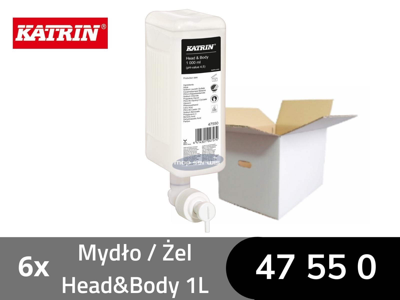 Mydło / Żel KATRIN 47550 Head & Body Delikatny Karton 6x 1l